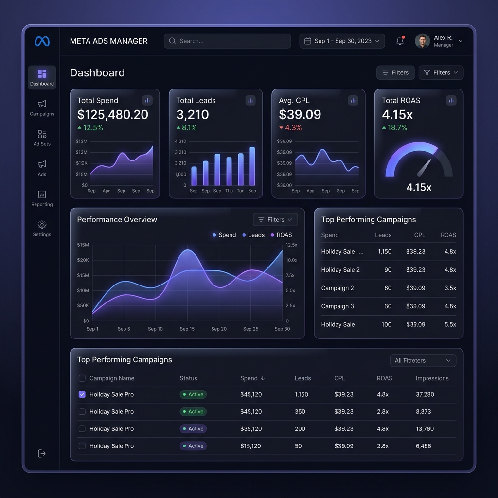 Meta Ads Manager Lite — Dashboard Vysify